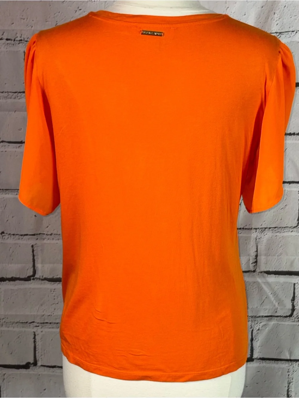 Michael Kors Orange Tulip Sleeve Top Blouse XL Draped Flutter Sleeve